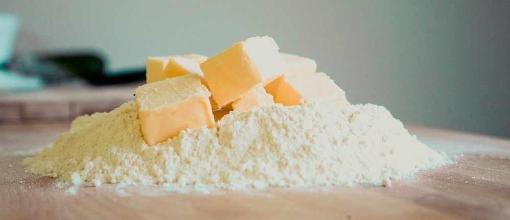 butter and flour on a plate